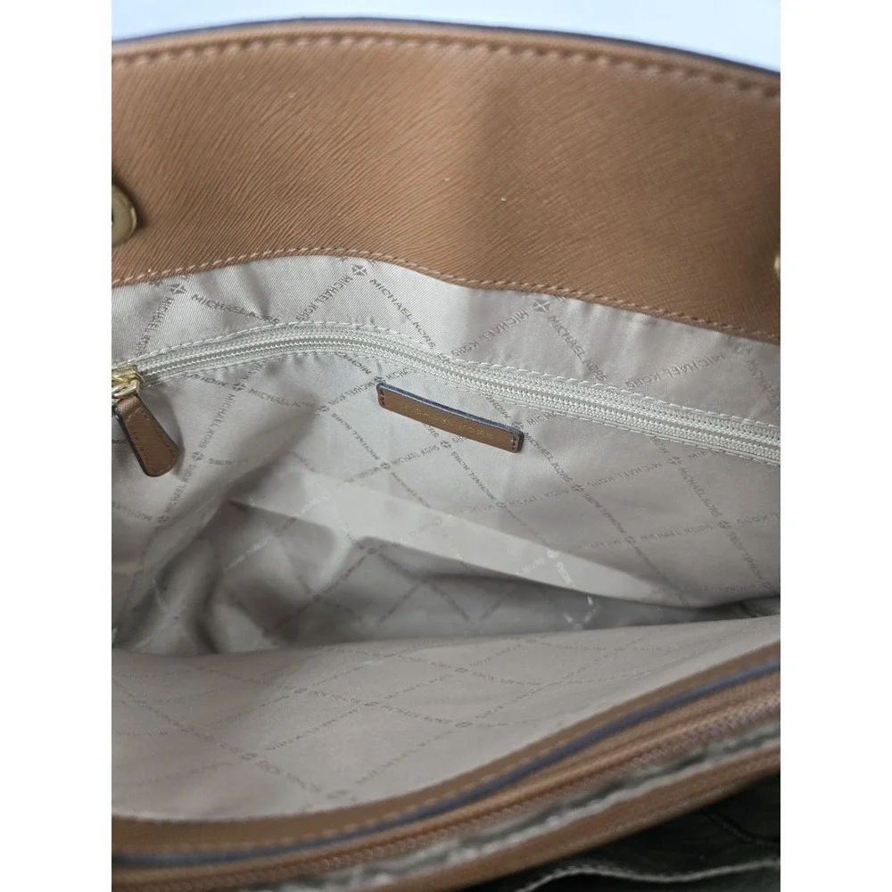 Michael‎ Kors Charlotte Signature Leather Large Brown Shoulder Bag Travel Beach